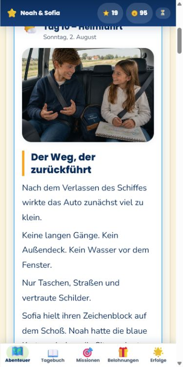 Reisegeschichte in cully.it mit Kapitelbild und kindgerechtem Text.